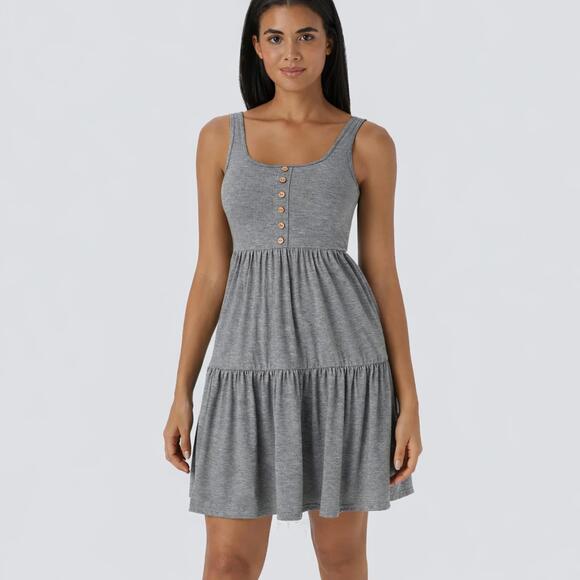Halara Dresses & Skirts - NWT Halara U Neck Ruffle Hem Flowy Mini Dress Size Large